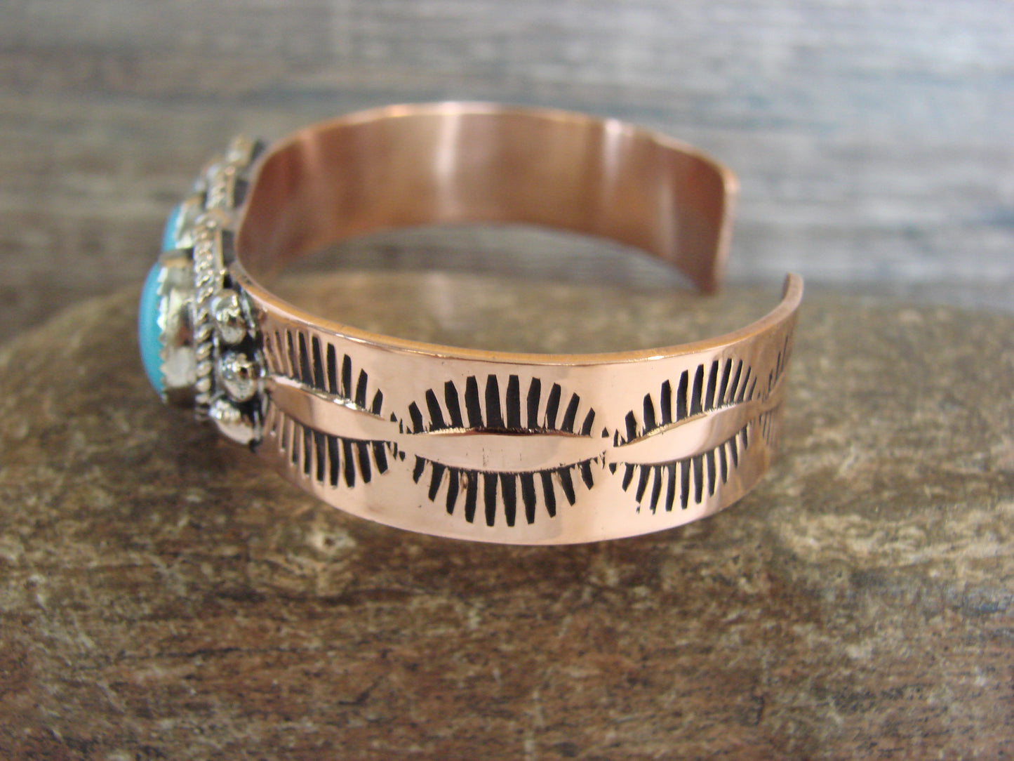 Native American Copper & Turquoise Bracelet by Cleveland