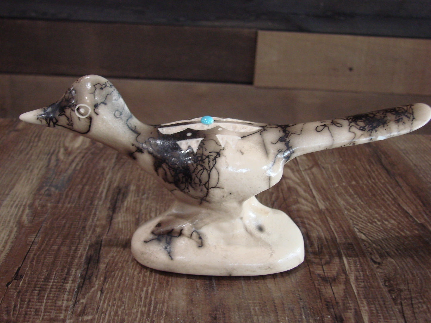 Native American Pottery Horse Hair Road Runner Sculpture by Vail
