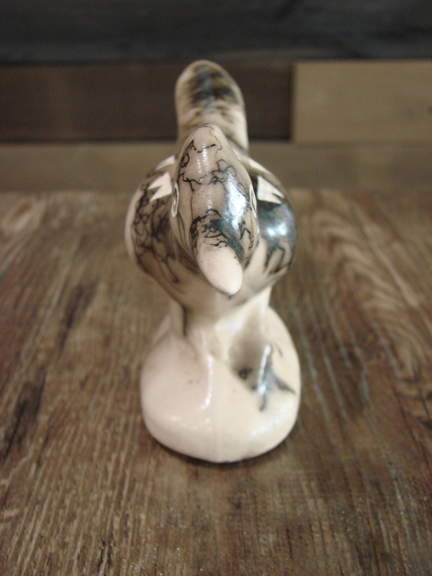Native American Pottery Horse Hair Road Runner Sculpture by Vail