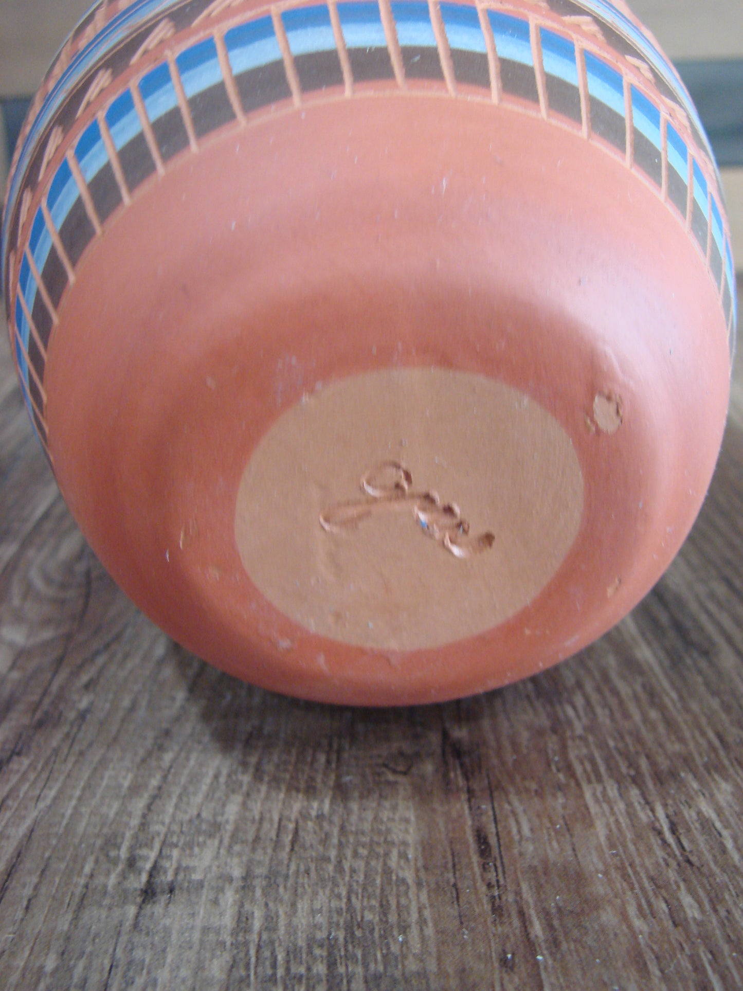 Native American Navajo Hand Etched & Painted Ginger Jar Pottery - Gilmore
