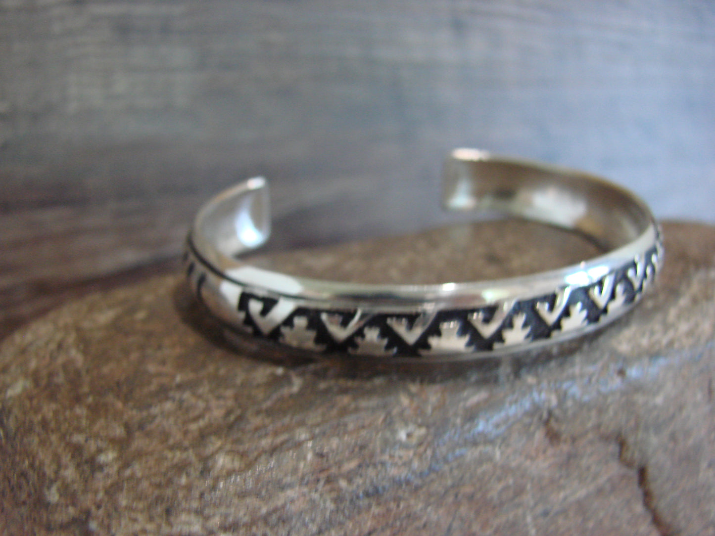 Native American Sterling Silver 3/8" Petroglyph Bracelet by Singer