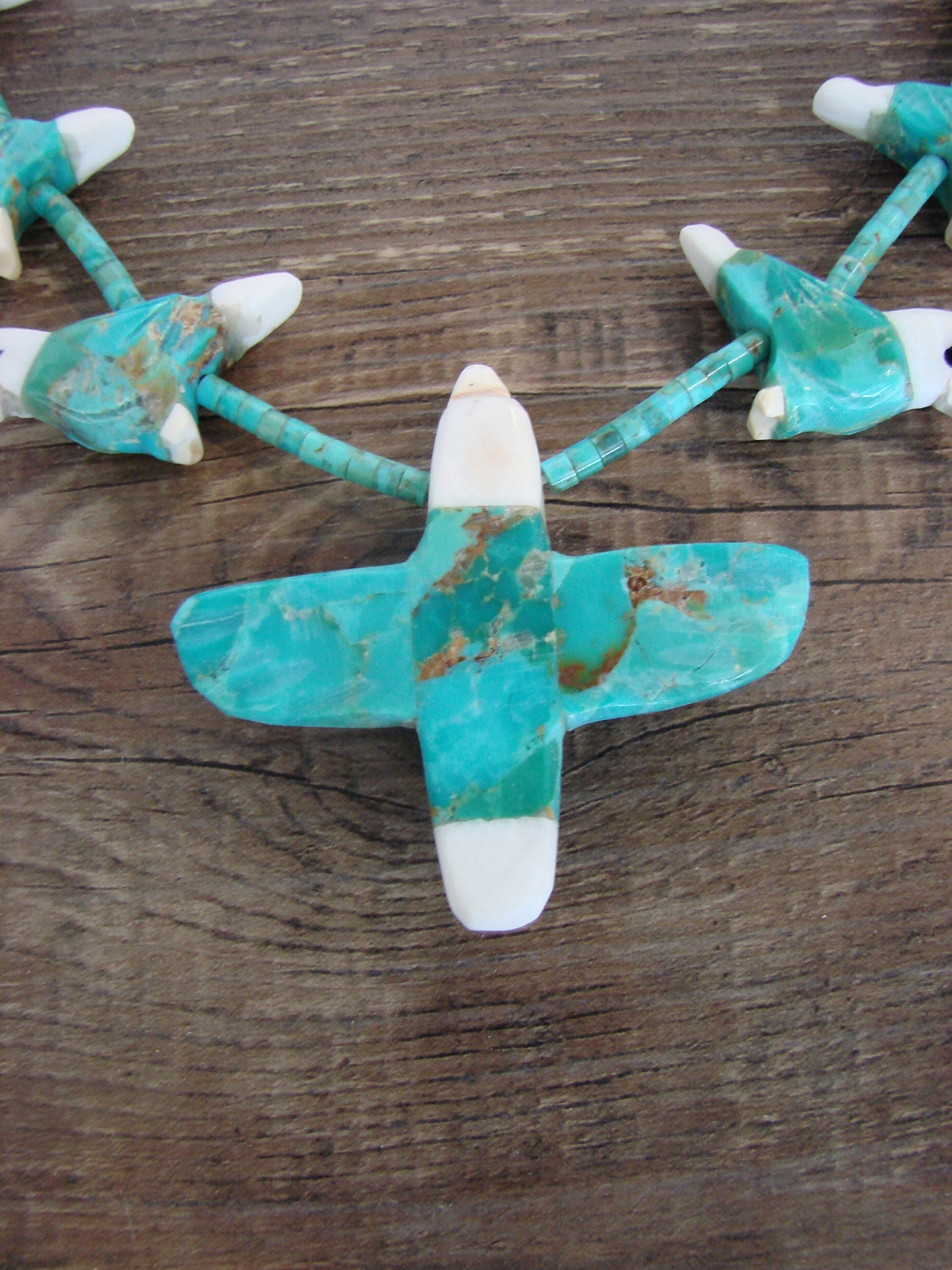 Hand Carved Turquoise Eagle Fetish Necklace - Matt Mitchell