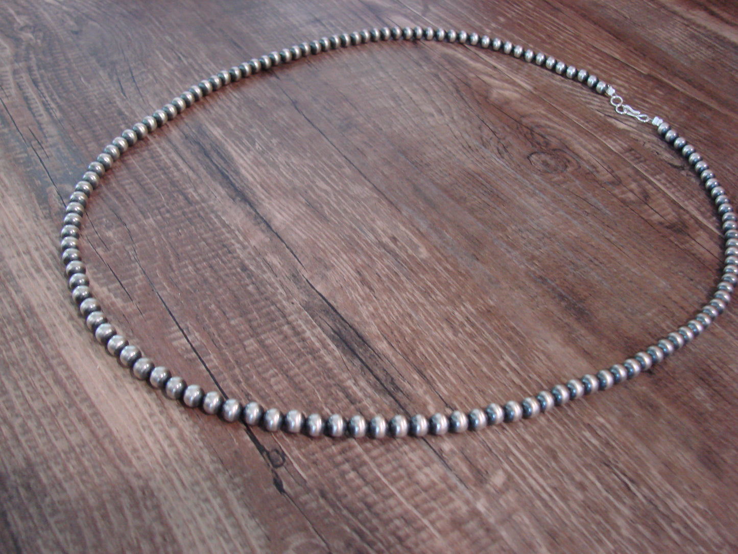Native American Sterling Silver 24" Navajo Pearl Necklace by I. John