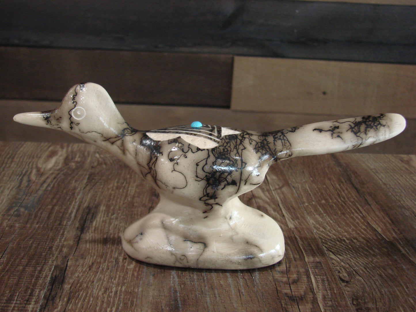 Native American Pottery Horse Hair Road Runner Sculpture by Vail