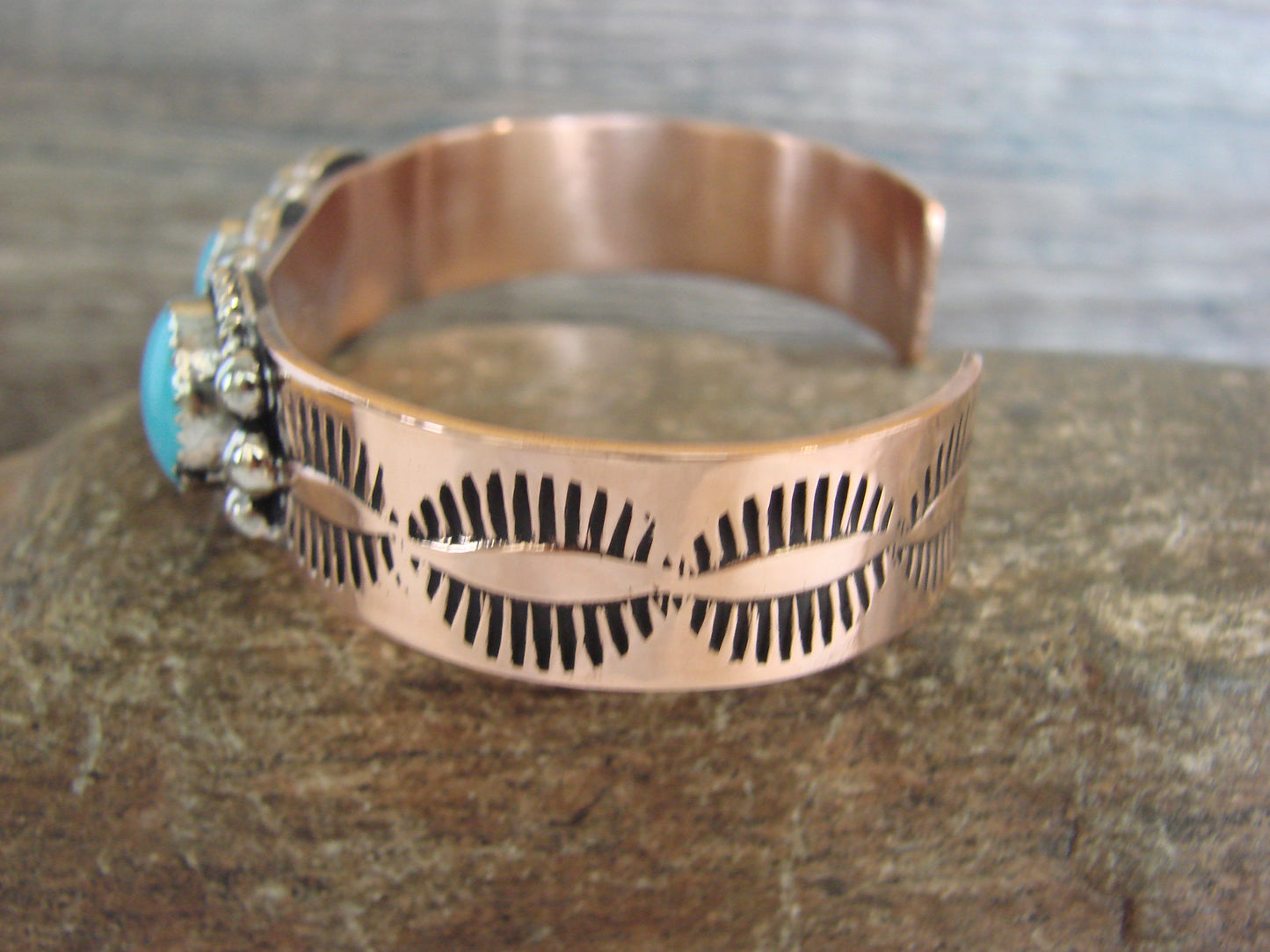 Native American Copper & Turquoise Bracelet by Cleveland