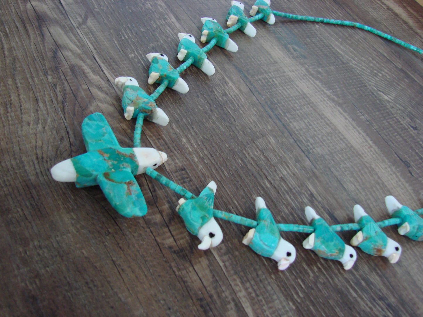 Hand Carved Turquoise Eagle Fetish Necklace - Matt Mitchell
