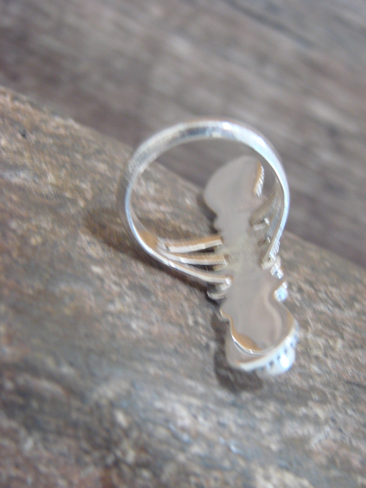 Native American Indian Sterling Silver Blue Opal Row Ring -Yazzie - Size 6