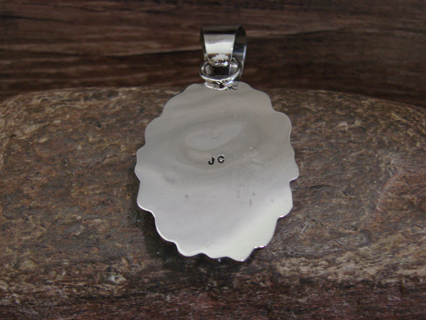 Native American Nickel Silver & Turquoise Howlite Pendant - Cleveland