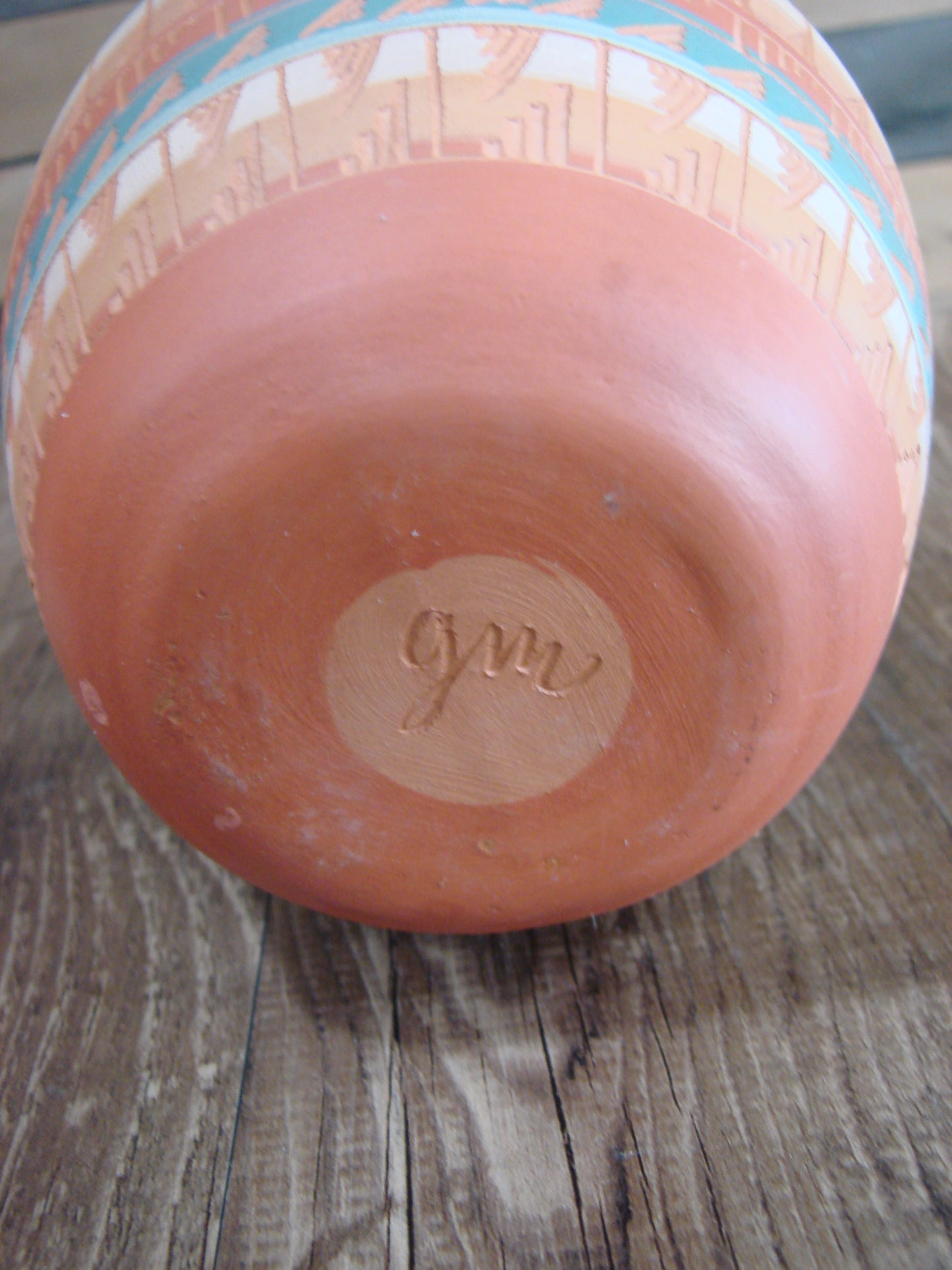 Native American Navajo Hand Etched & Painted Ginger Jar Pottery - Gilmore