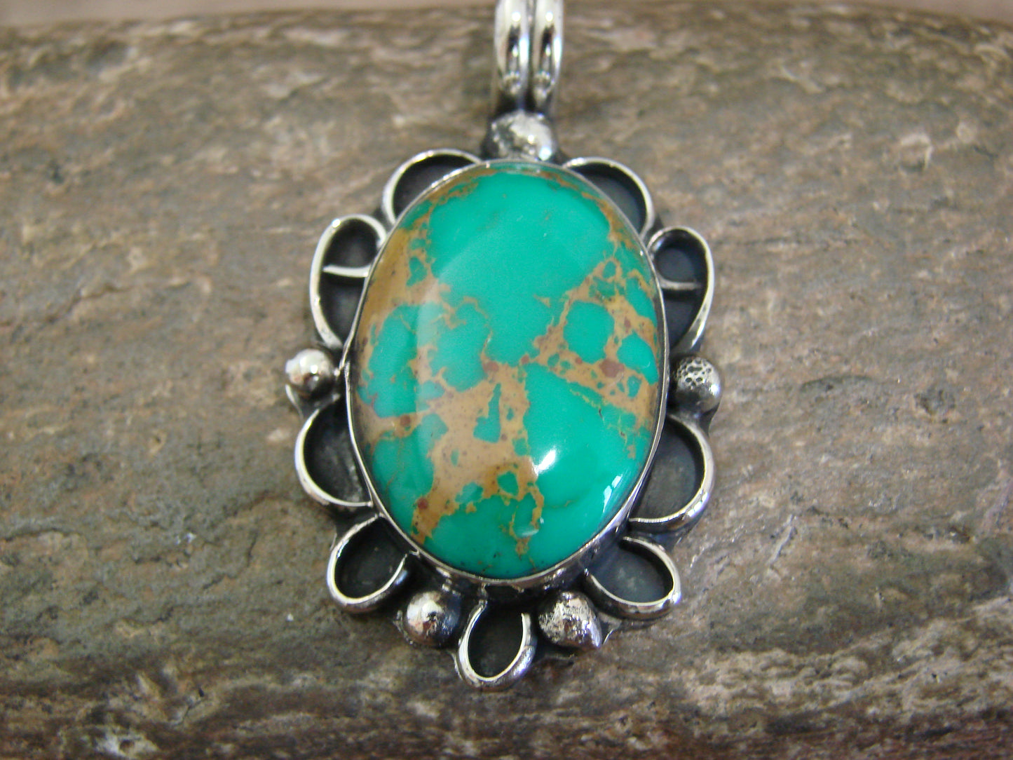 Native American Nickel Silver & Turquoise Howlite Pendant - Cleveland