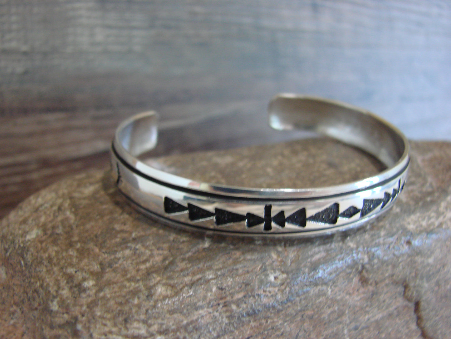 Native American Sterling Silver 3/8" Petroglyph Bracelet by Singer