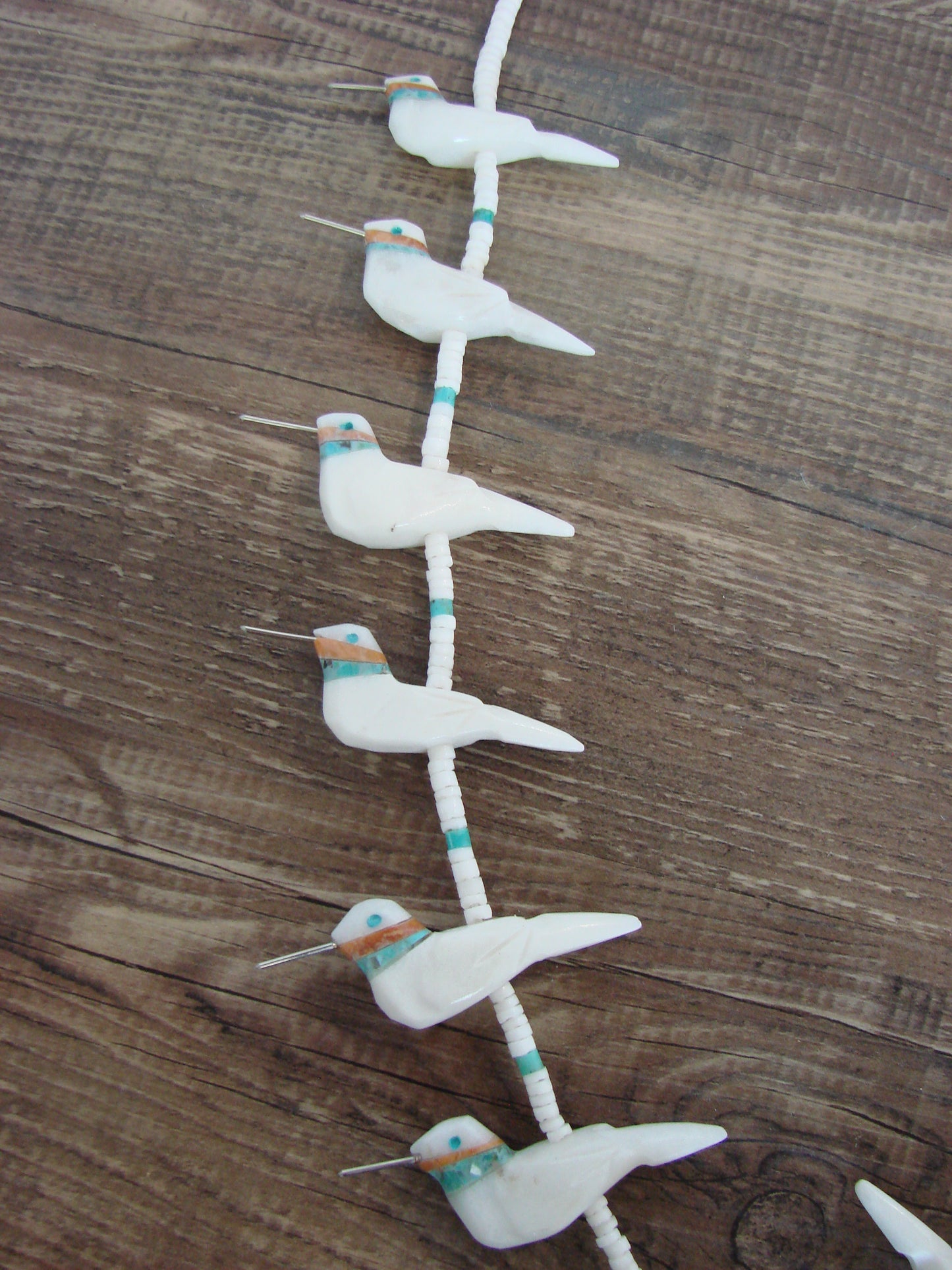 Hand Carved White Marble Hummingbird Fetish Necklace Matt Mitchell
