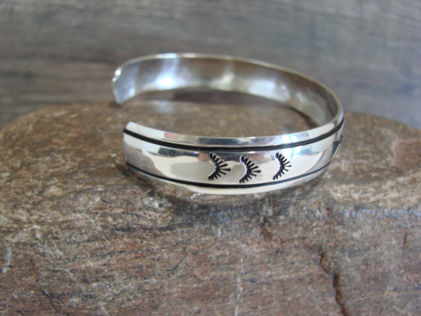 Native American Sterling Silver 3/8" Petroglyph Bracelet by Singer