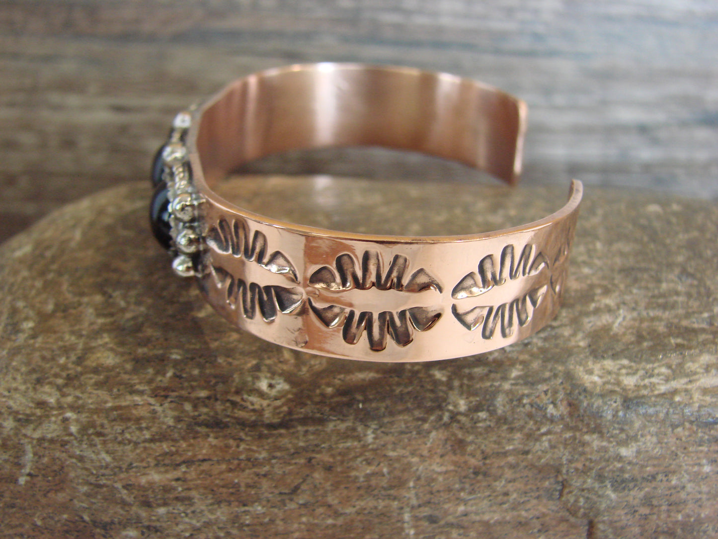 Native American Copper & Onyx Bracelet by Cleveland