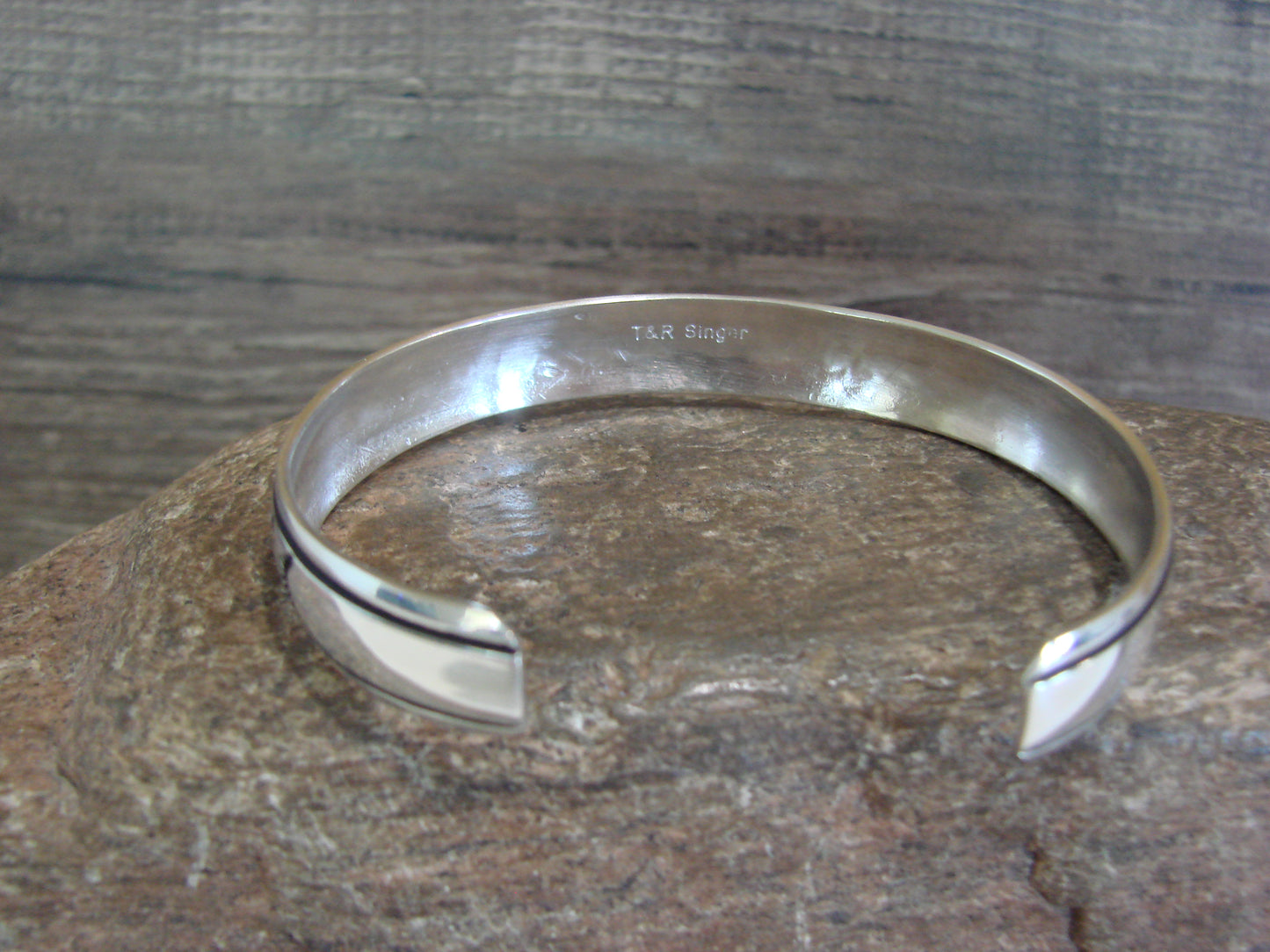 Native American Sterling Silver 3/8" Petroglyph Bracelet by Singer