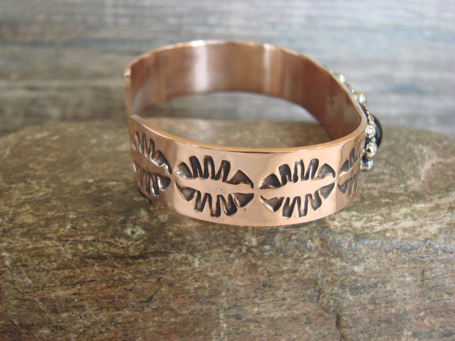 Native American Copper & Onyx Bracelet by Cleveland