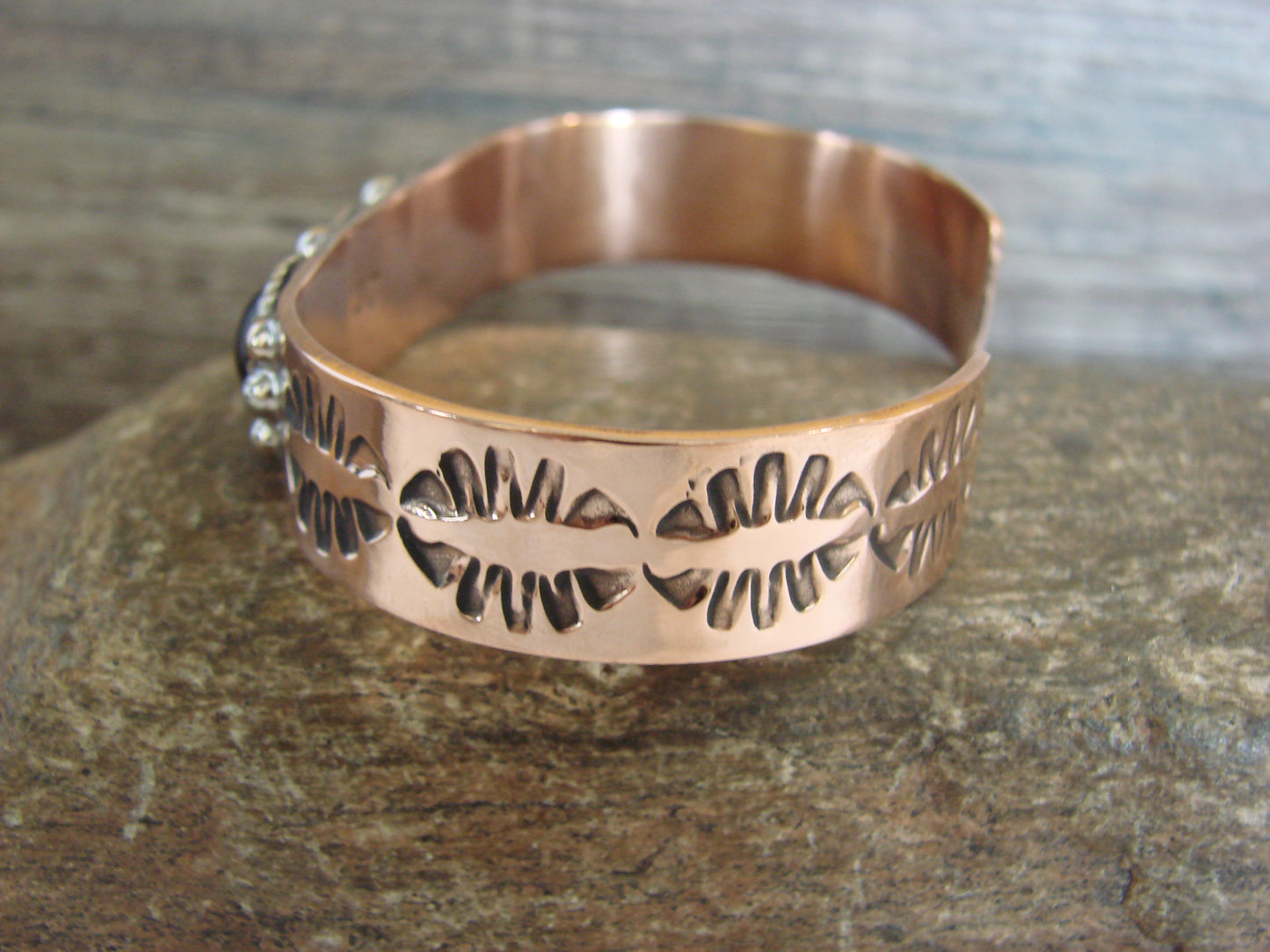 Native American Copper & Onyx Bracelet by Cleveland