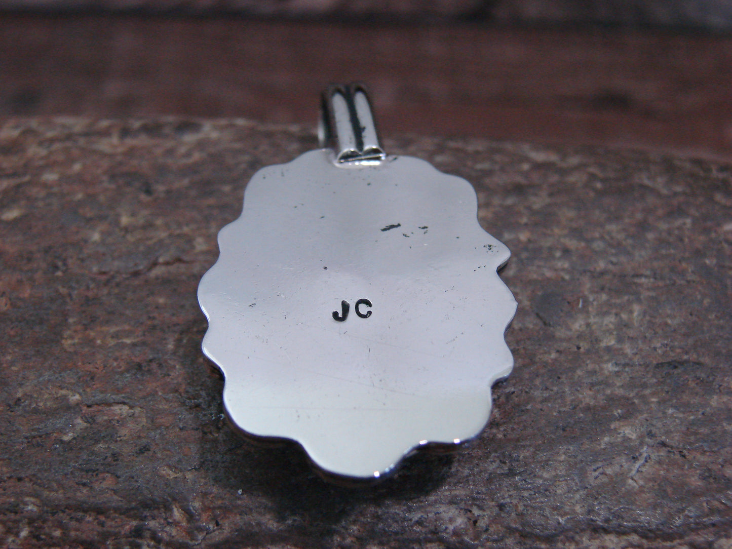 Native American Nickel Silver & Turquoise Howlite Pendant - Cleveland