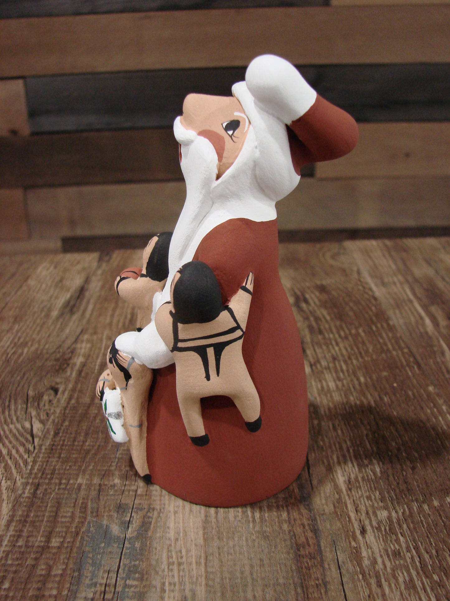 Native American Jemez Hand Sculpted Clay Santa Storyteller by Lucero