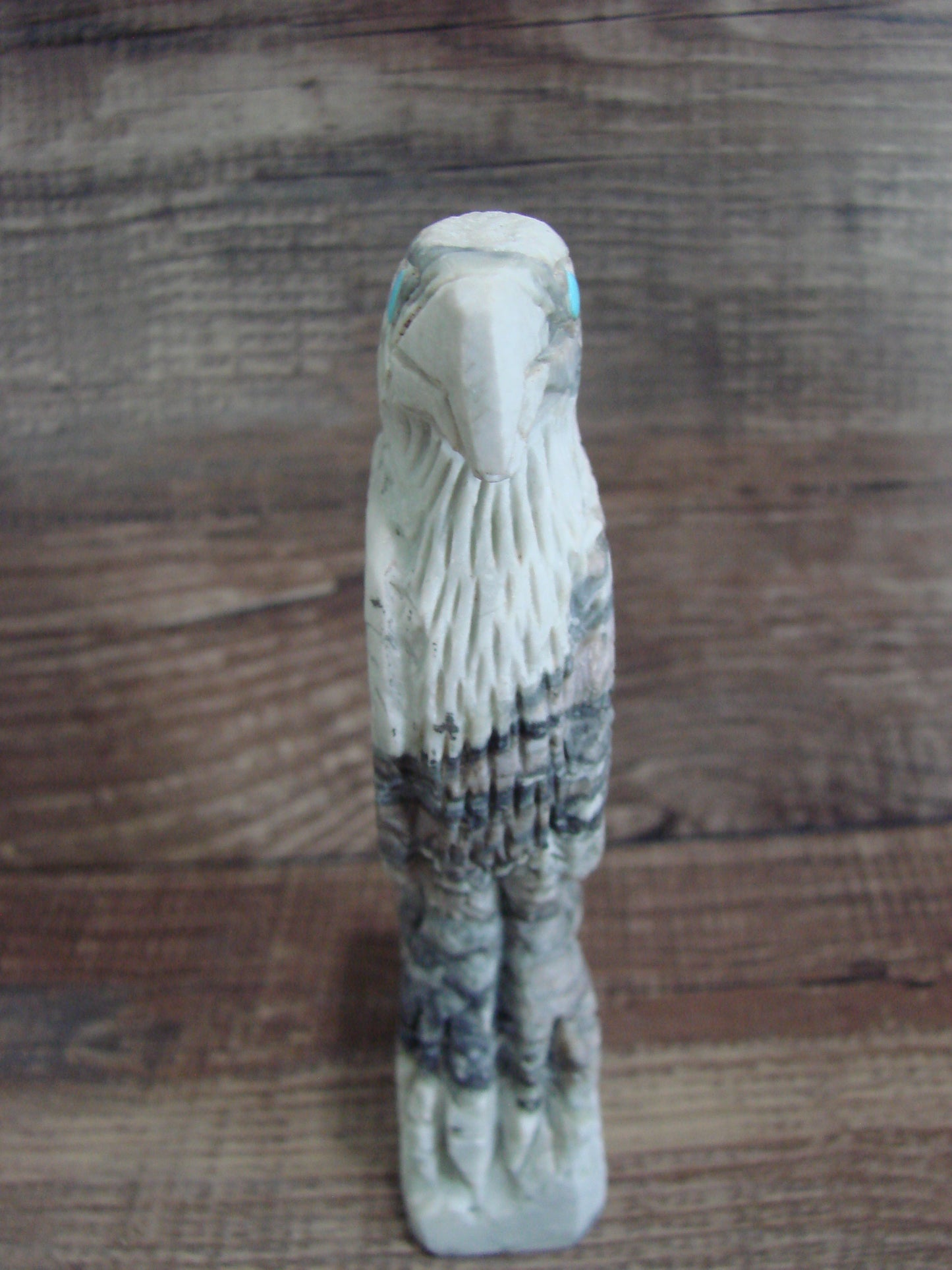 Native American Zuni Hand Carved Eagle Picasso Marble Fetish- Quam