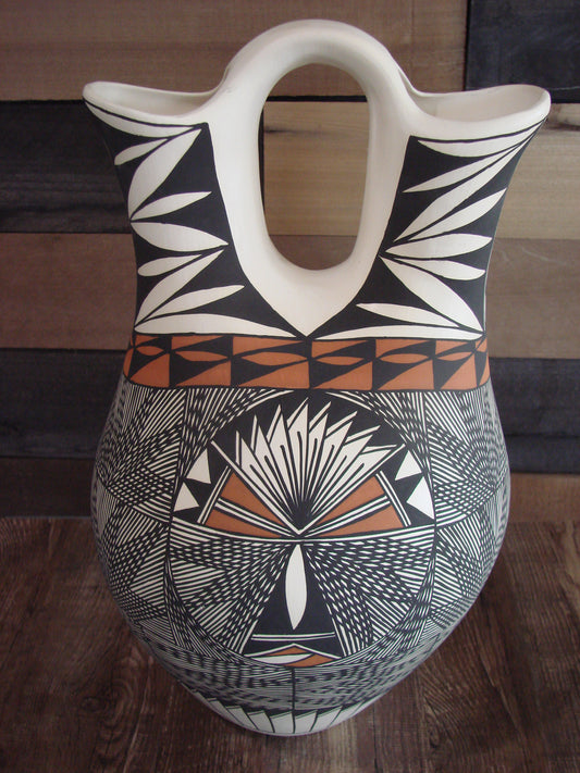 Acoma Pueblo Fine Line Hand Painted Wedding Vase by B. Garcia