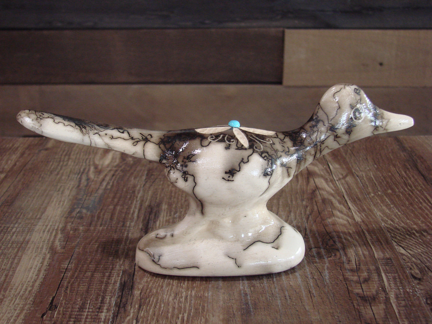 Native American Pottery Horse Hair Road Runner Sculpture by Vail