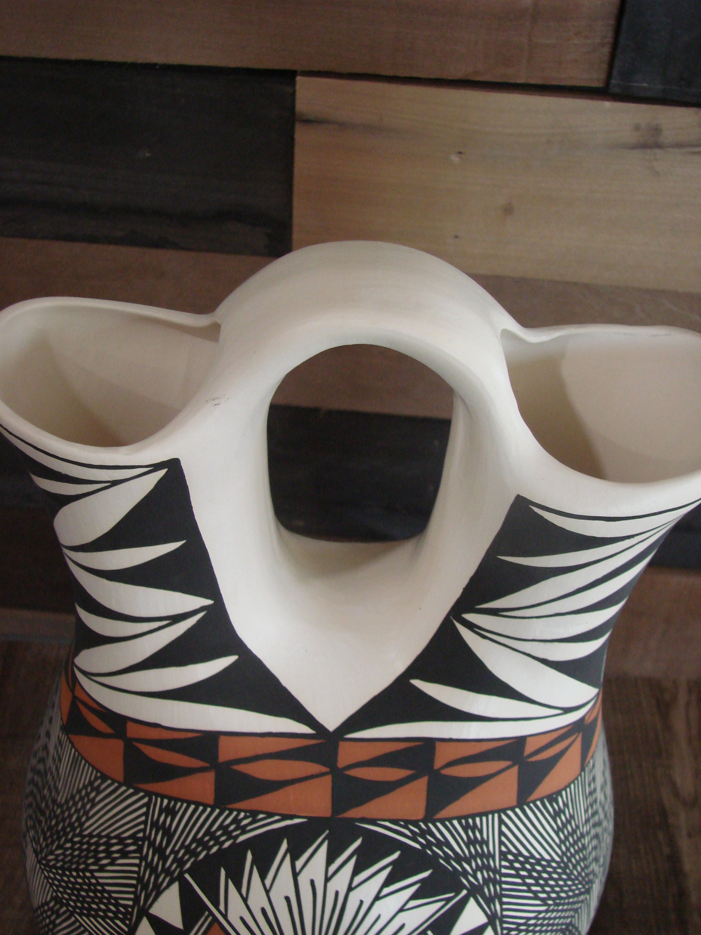 Acoma Pueblo Fine Line Hand Painted Wedding Vase by B. Garcia