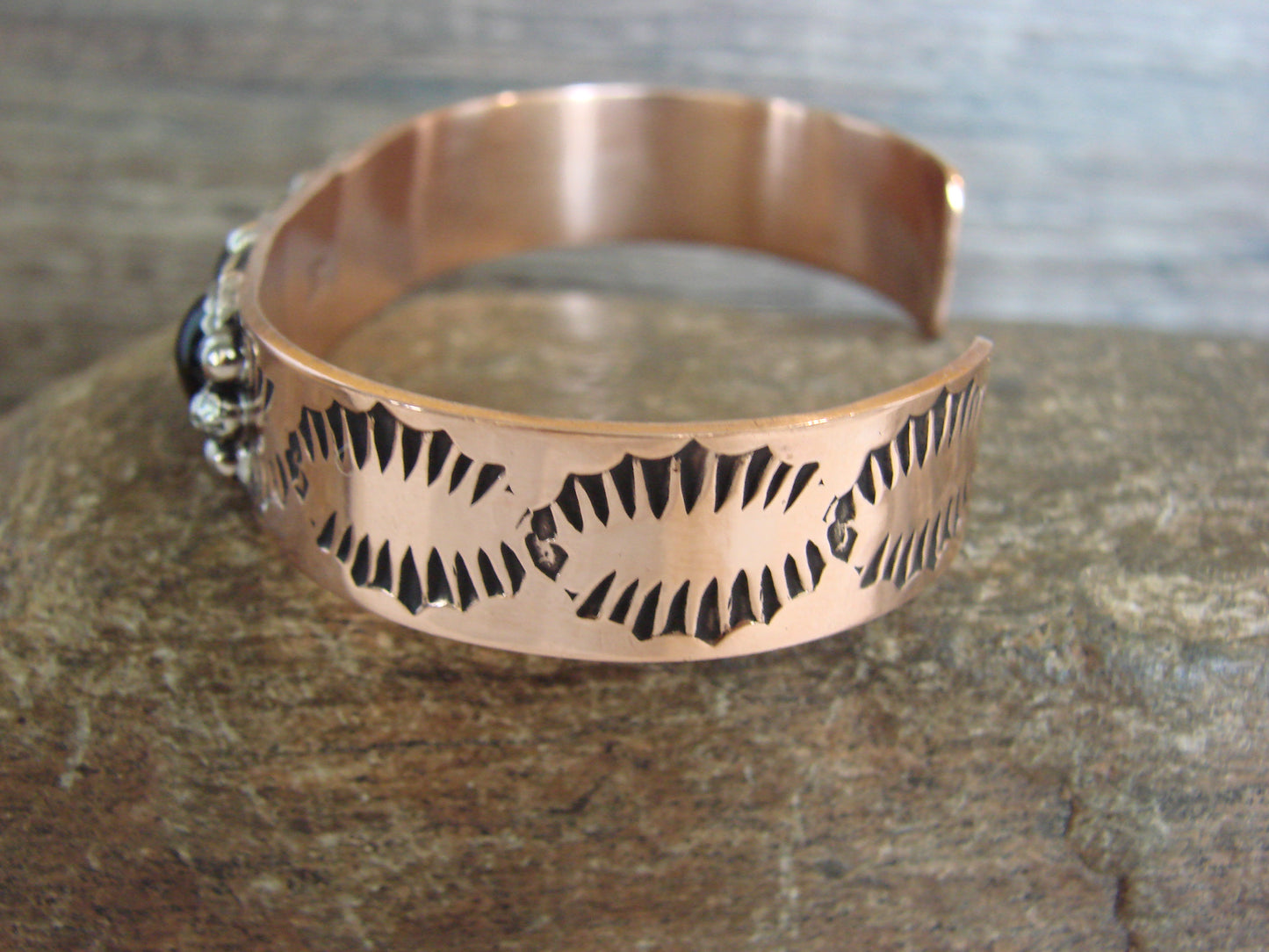 Native American Copper & Onyx Bracelet by Cleveland