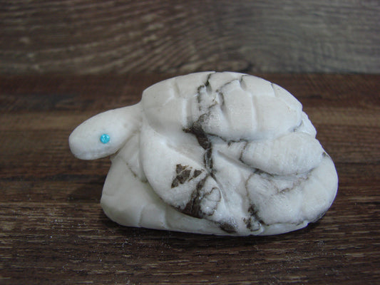 Native American Zuni Hand Carved Turtle Marble Fetish- Coble