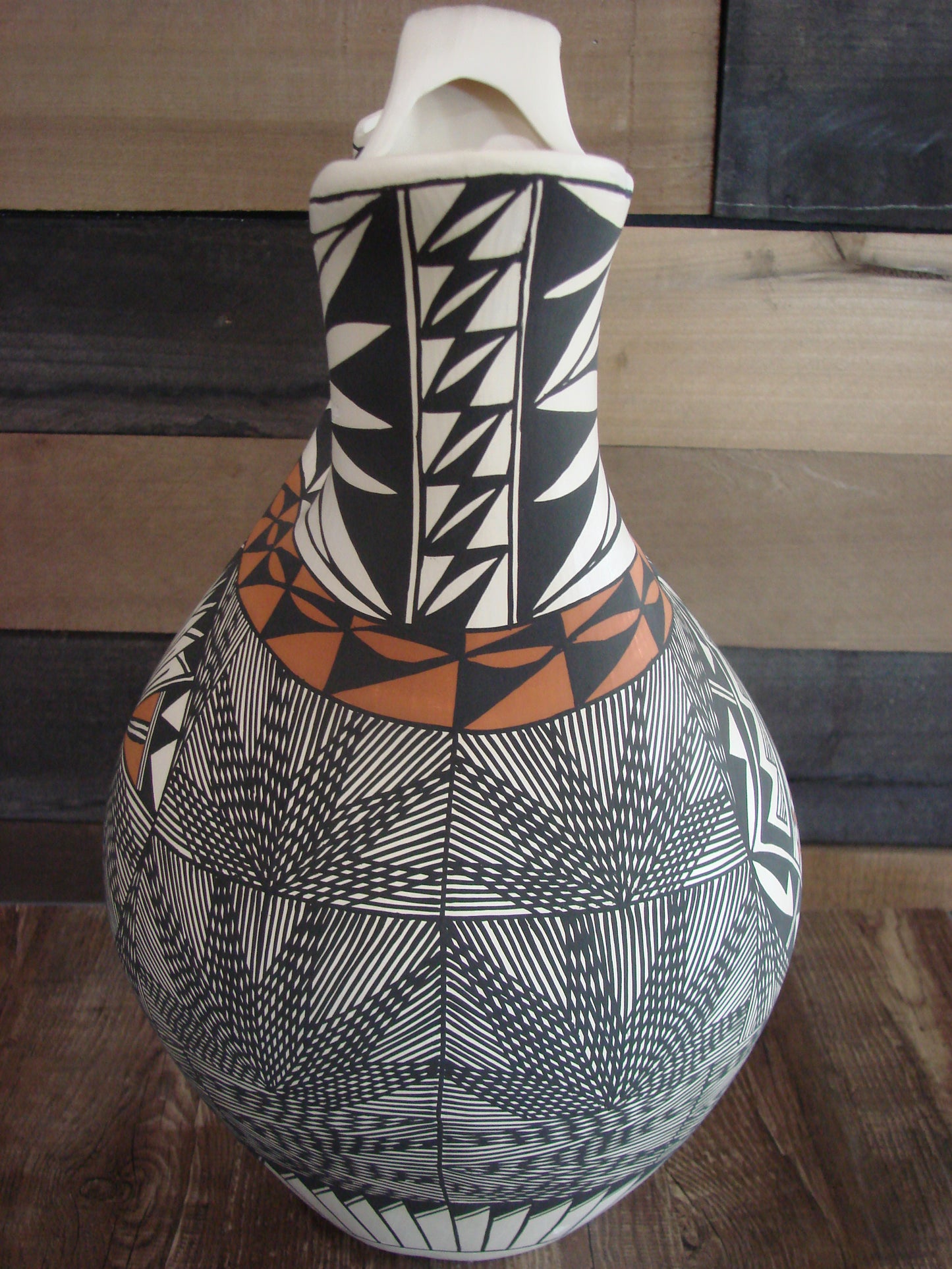 Acoma Pueblo Fine Line Hand Painted Wedding Vase by B. Garcia