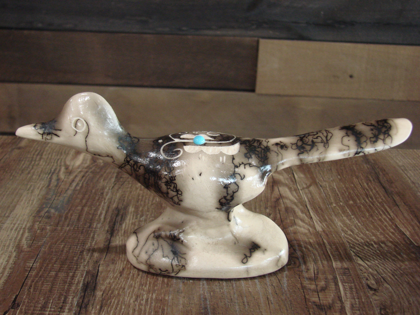 Native American Pottery Horse Hair Road Runner Sculpture by Vail