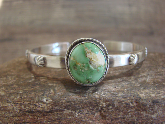 Native American Sterling Silver & Sonoran Turquoise Bracelet Signed SY