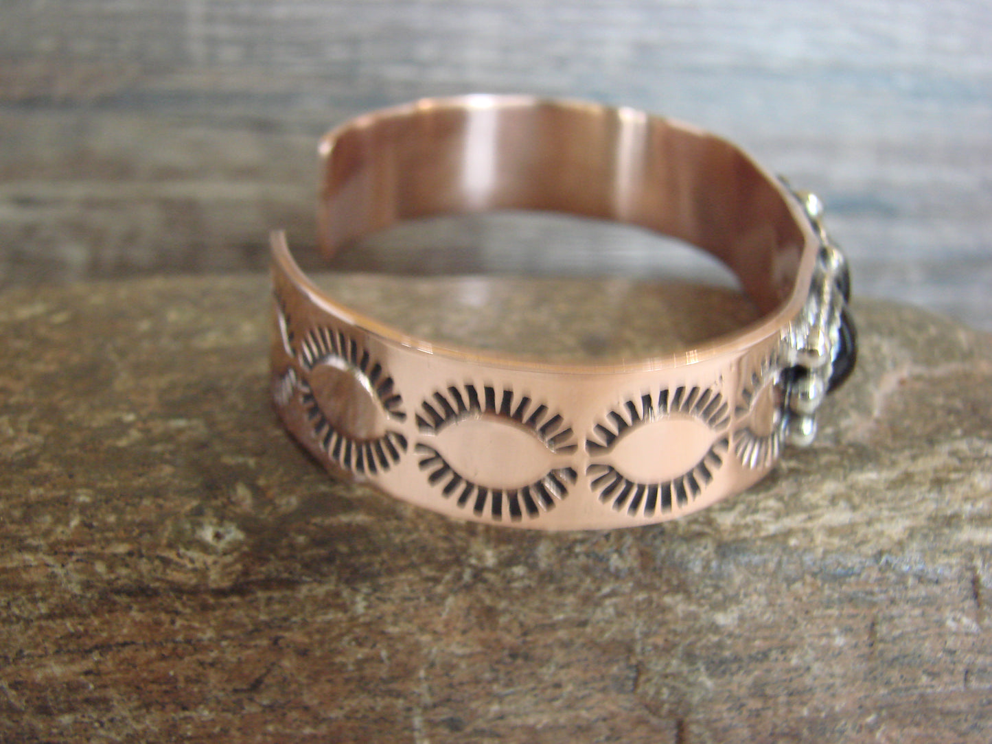 Native American Copper & Onyx Bracelet by Cleveland