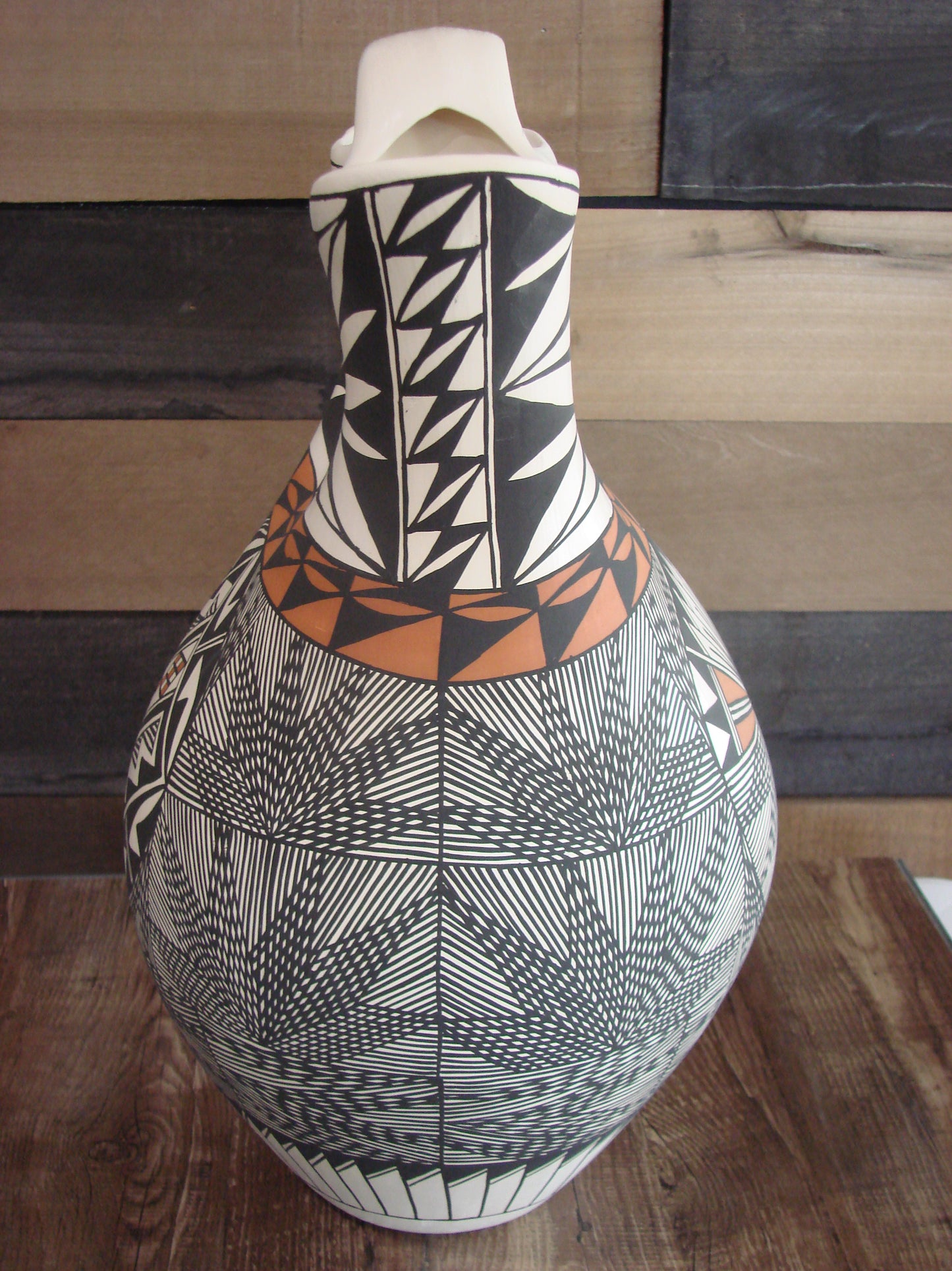 Acoma Pueblo Fine Line Hand Painted Wedding Vase by B. Garcia
