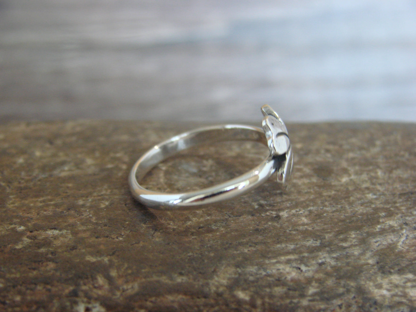 Native American Sterling Silver Lucky 4 Leaf Clover Ring - Coho - Size 6