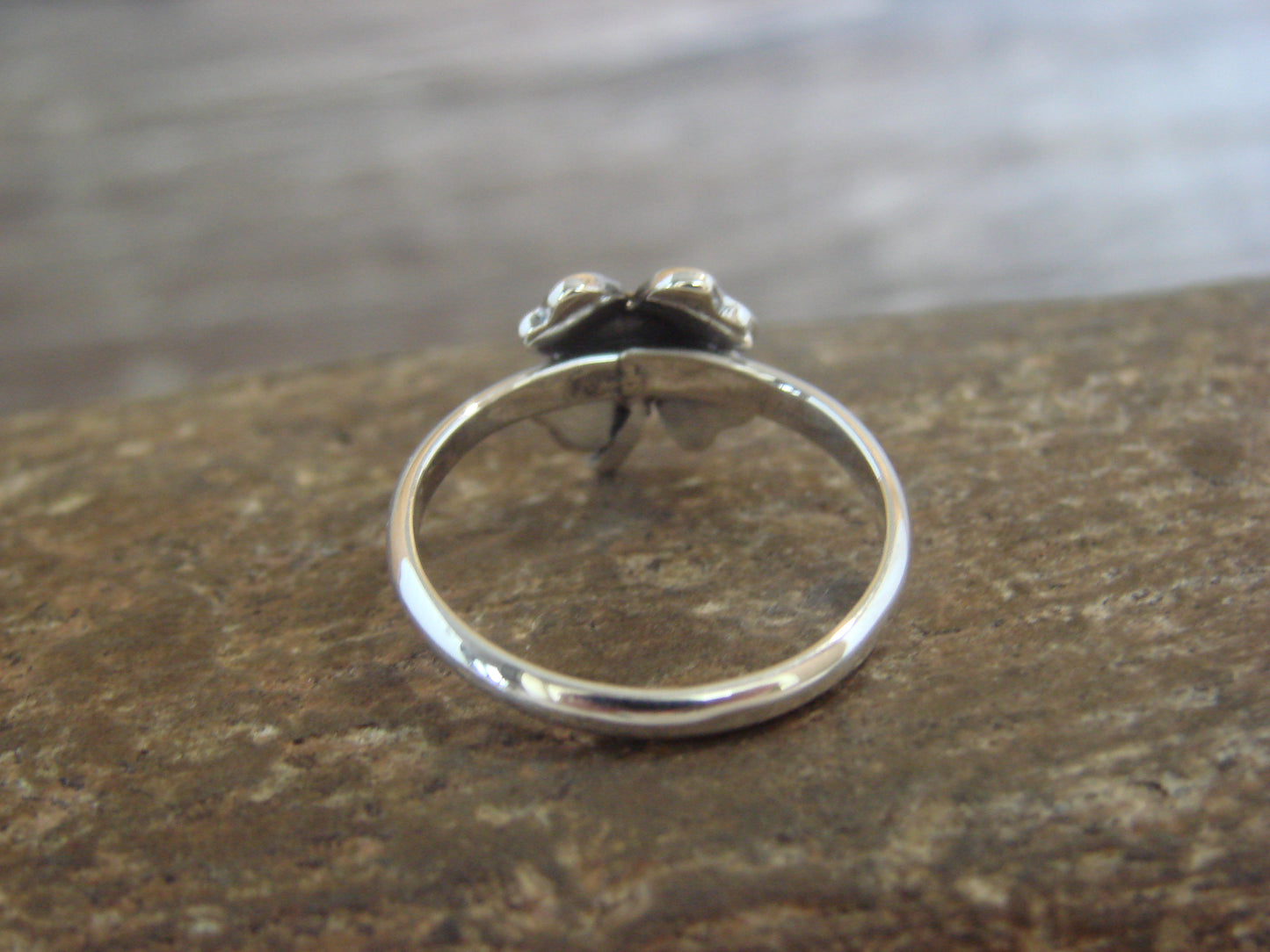Native American Sterling Silver Lucky 4 Leaf Clover Ring - Coho - Size 6