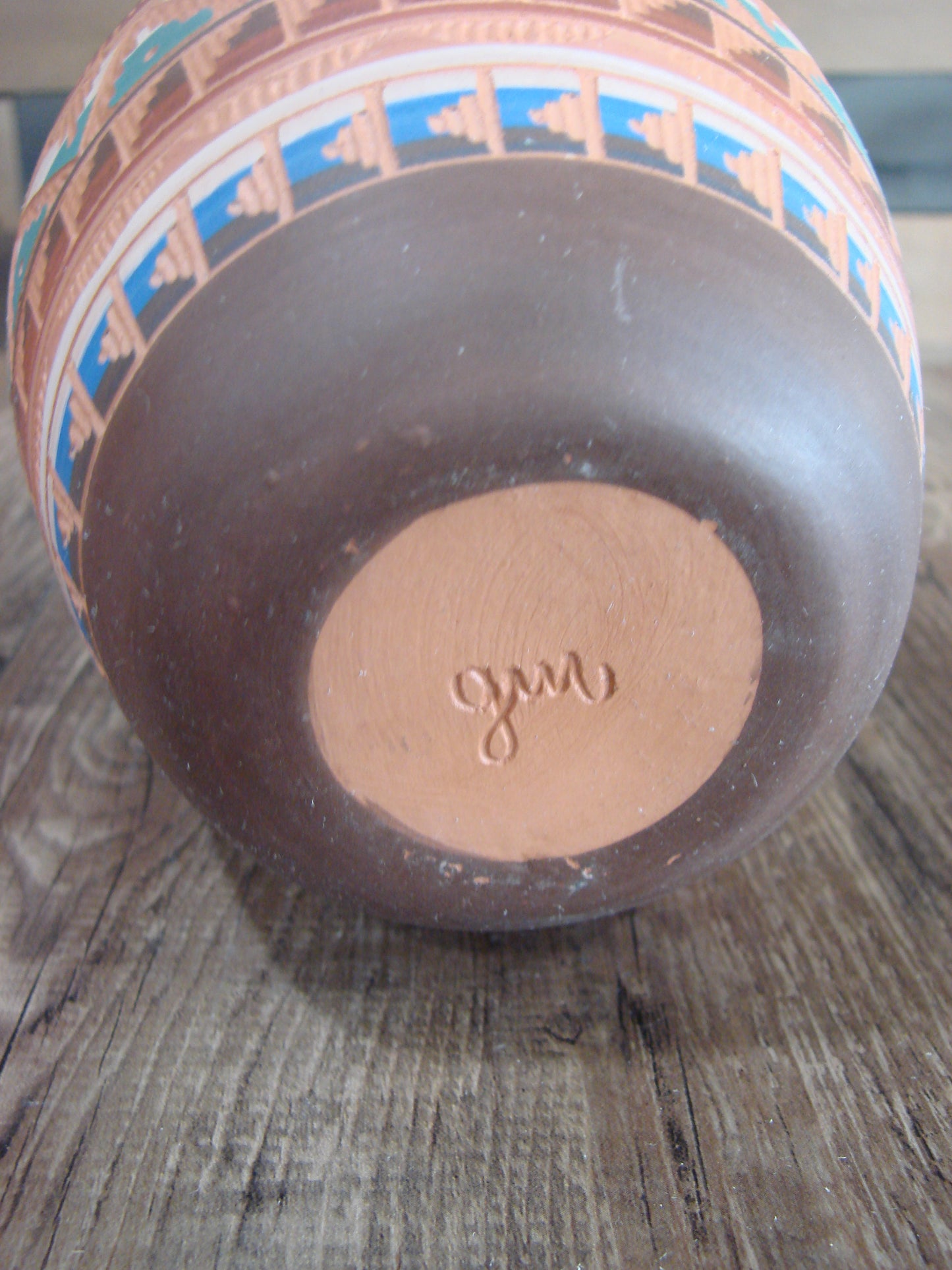Native American Navajo Hand Etched & Painted Ginger Jar Pottery - Gilmore