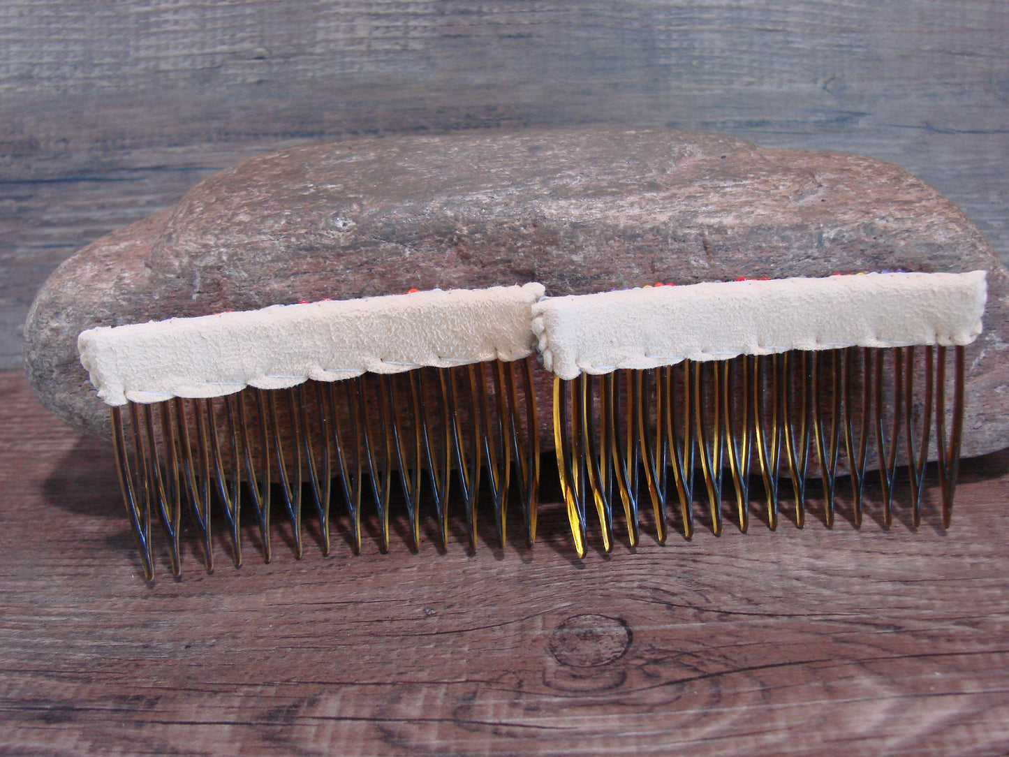 Native American Navajo Indian Hand Beaded Hair Comb Set by Cleveland