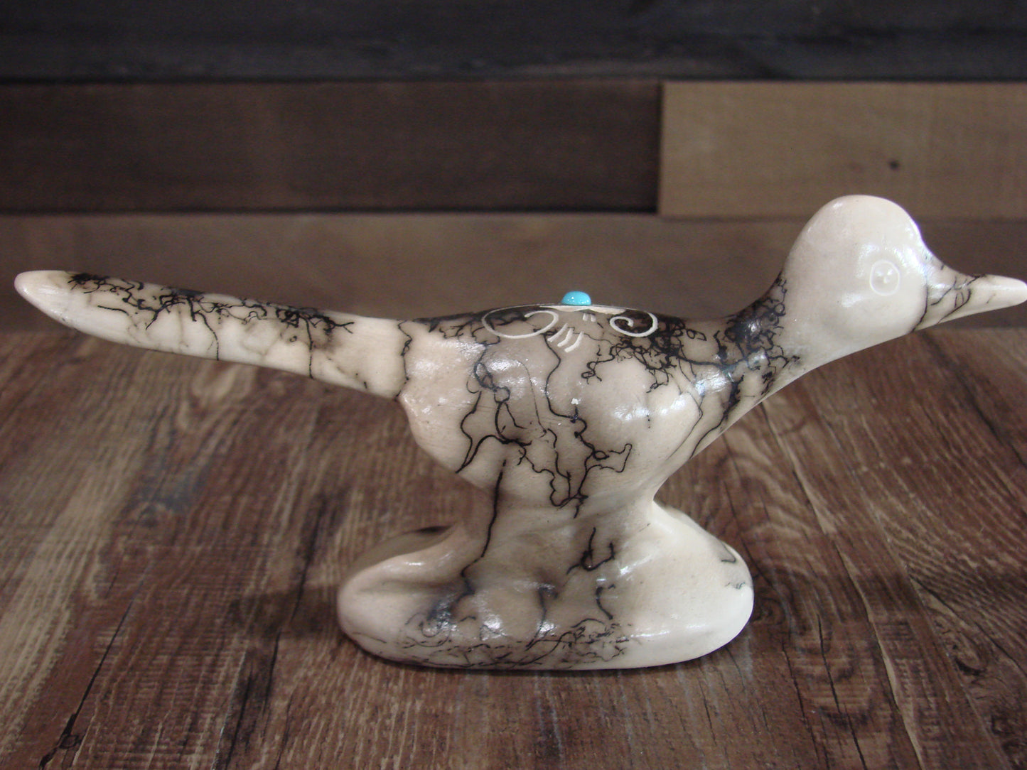 Native American Pottery Horse Hair Road Runner Sculpture by Vail