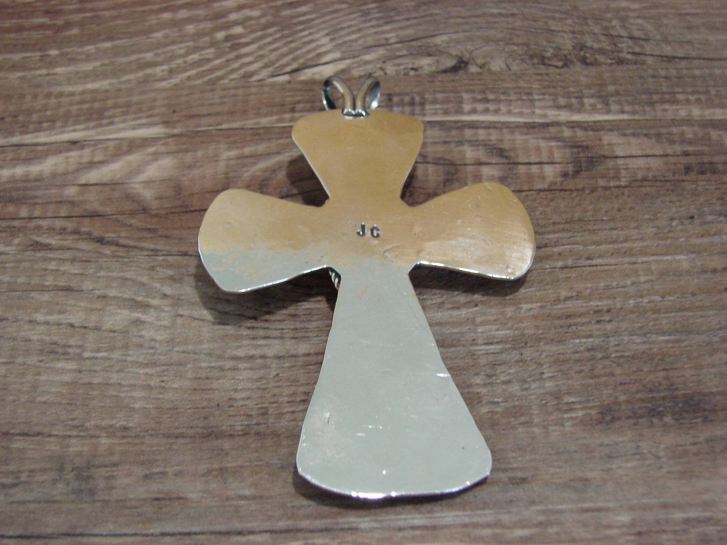 Navajo Indian Nickel Silver & Turquoise Cross Pendant - Cleveland