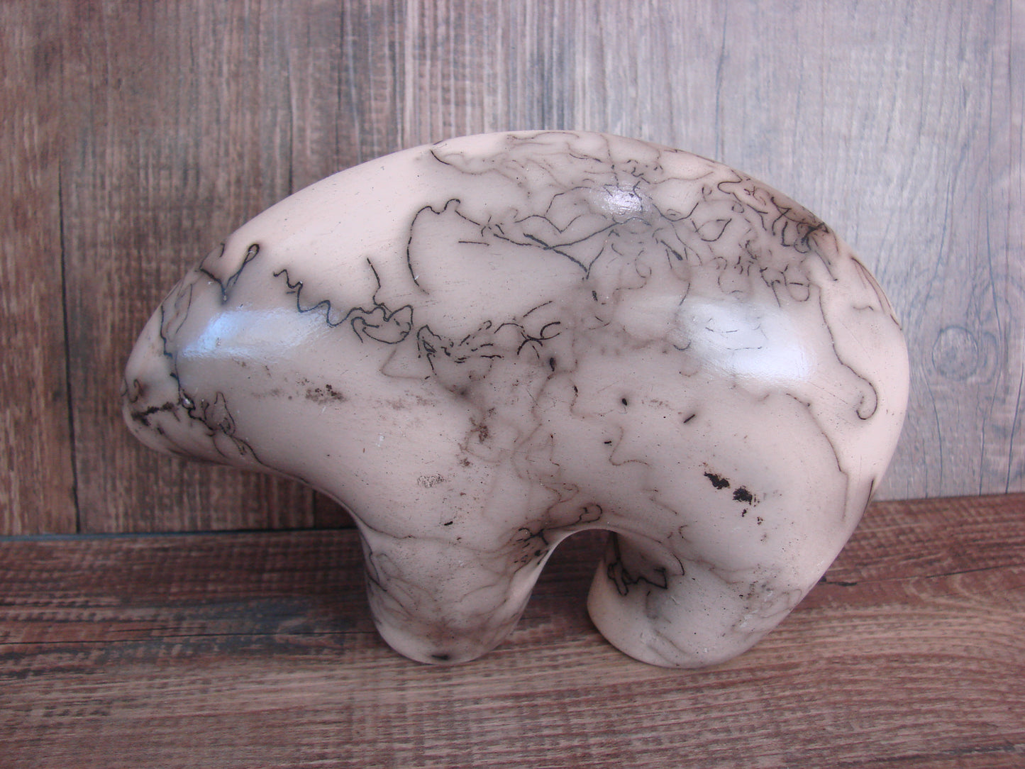 Navajo Pottery Horse Hair Bear Sculpture by Vail
