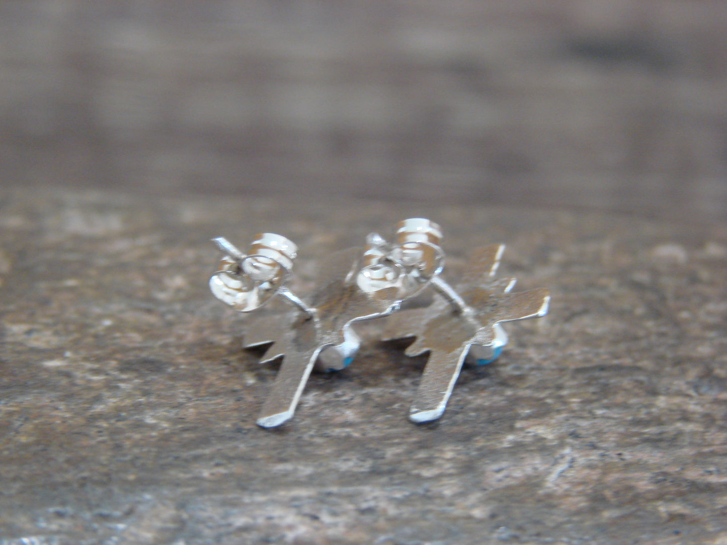 Native American Sterling Silver & Turquoise Cross Stud Post Earrings - Bitsie