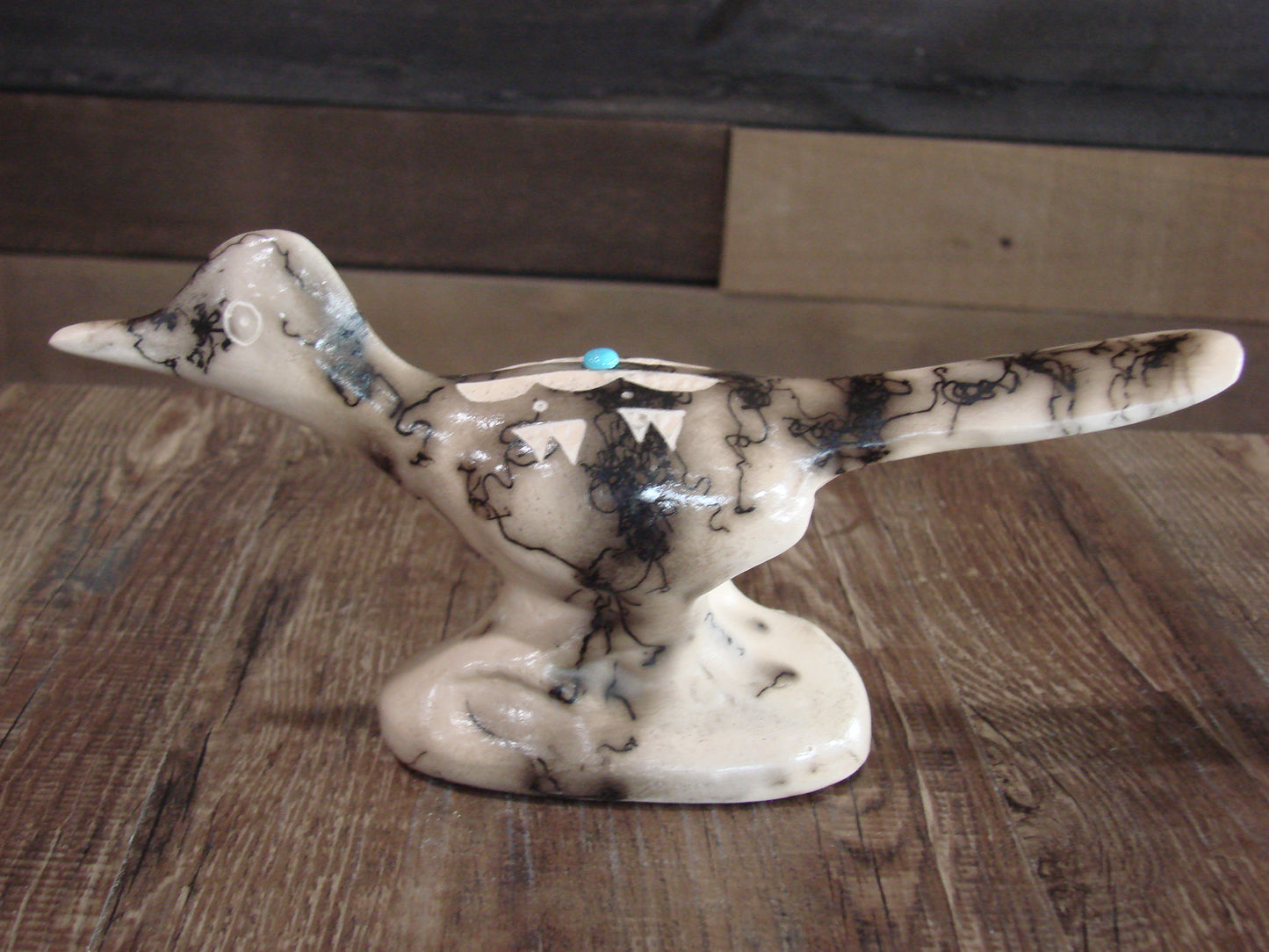 Native American Pottery Horse Hair Road Runner Sculpture by Vail