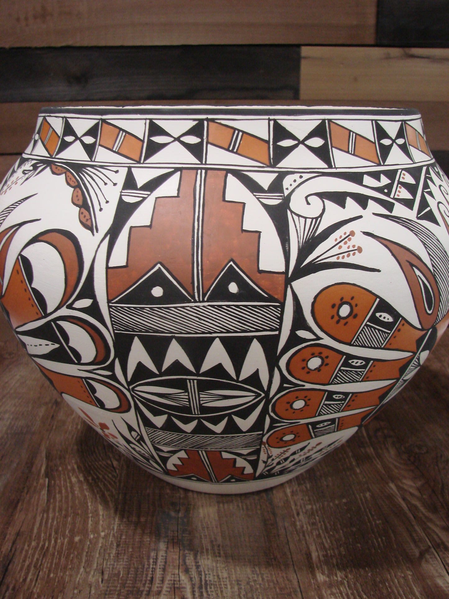 Native American Acoma Fine Line Hand Painted Pottery by R. Trujillo