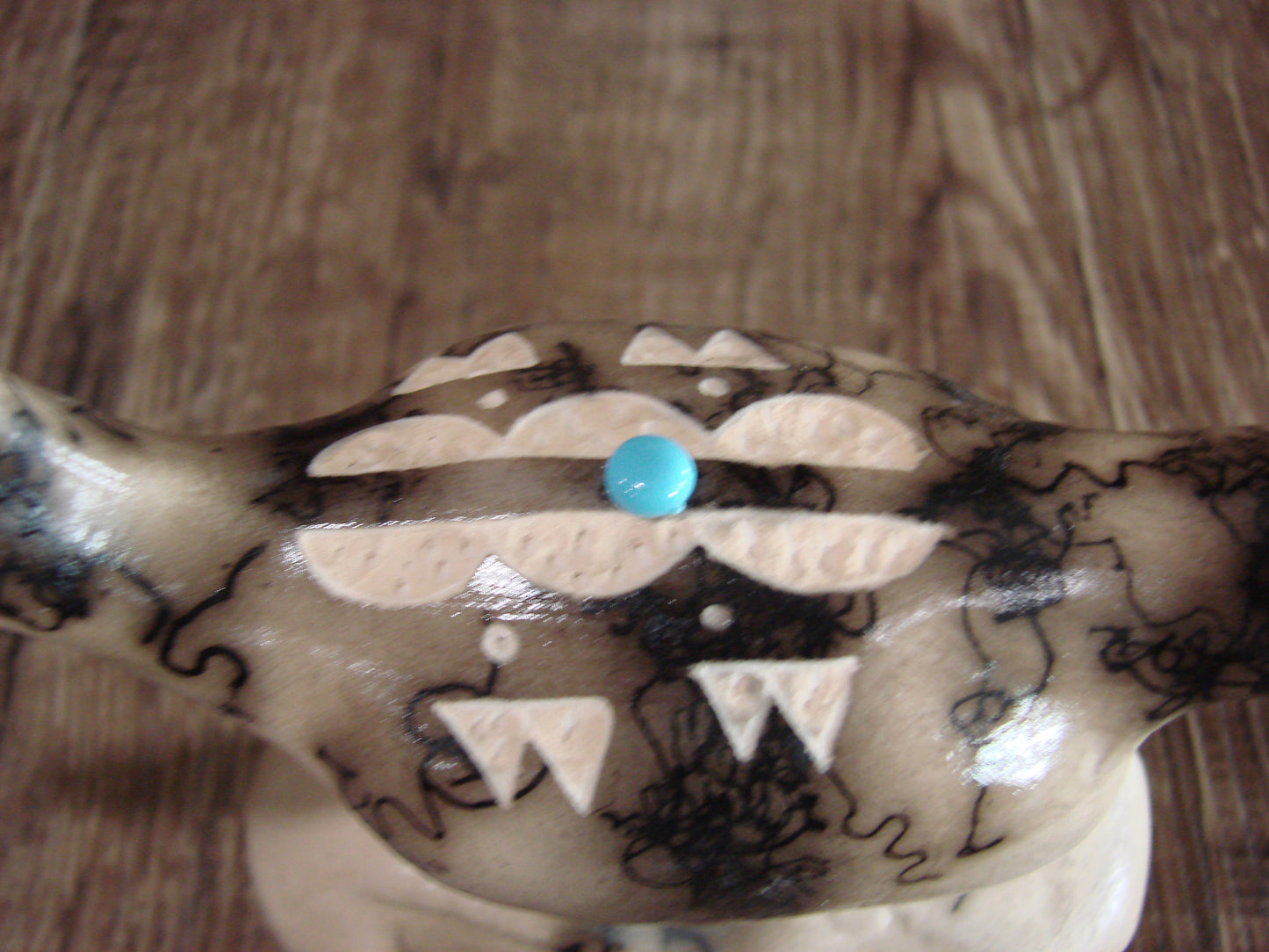 Native American Pottery Horse Hair Road Runner Sculpture by Vail