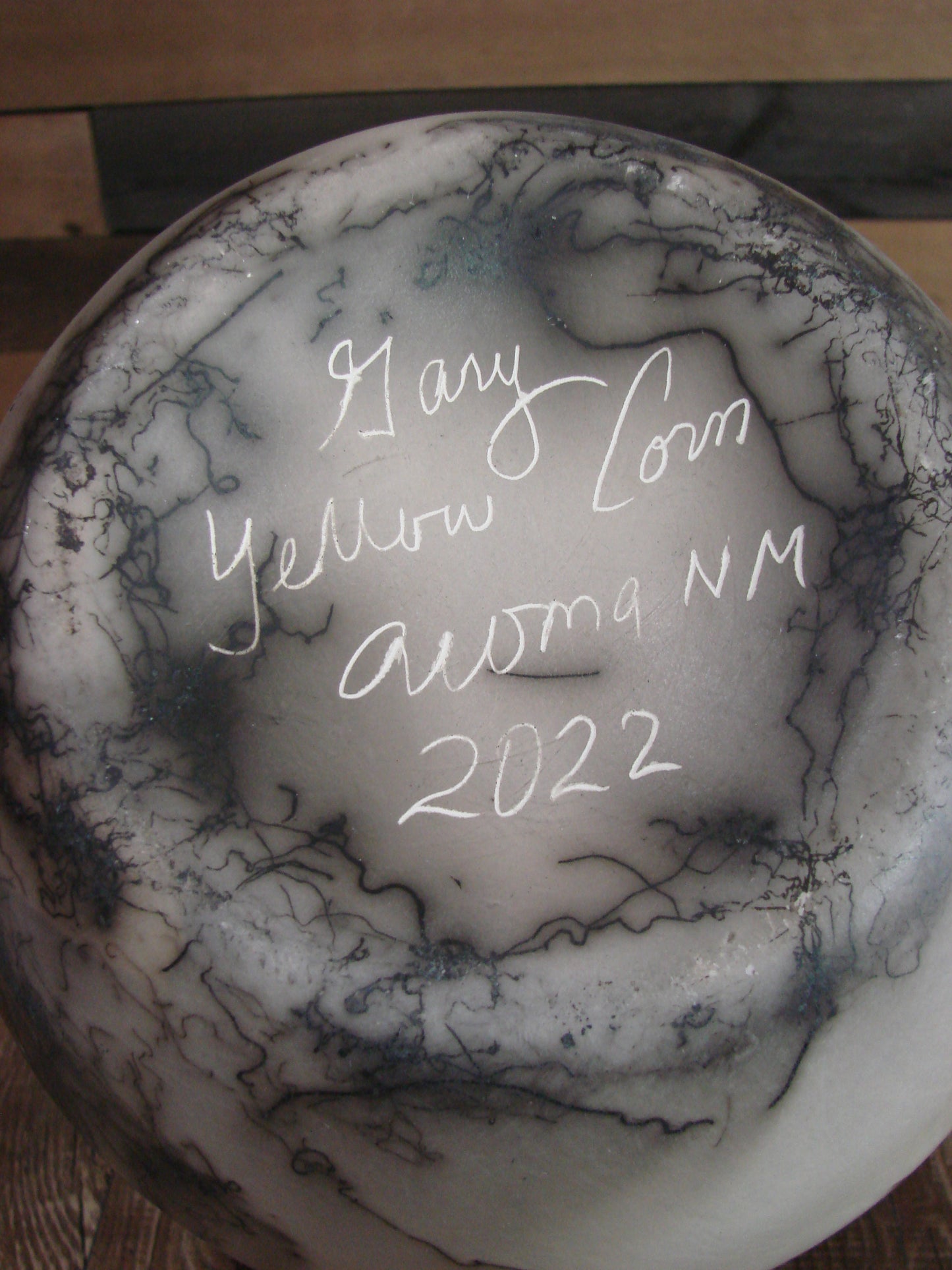 Native American Acoma Hand Etched Horse Hair Pottery by Yellow Corn