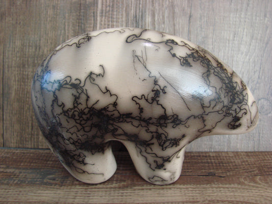 Navajo Pottery Horse Hair Bear Sculpture by Vail