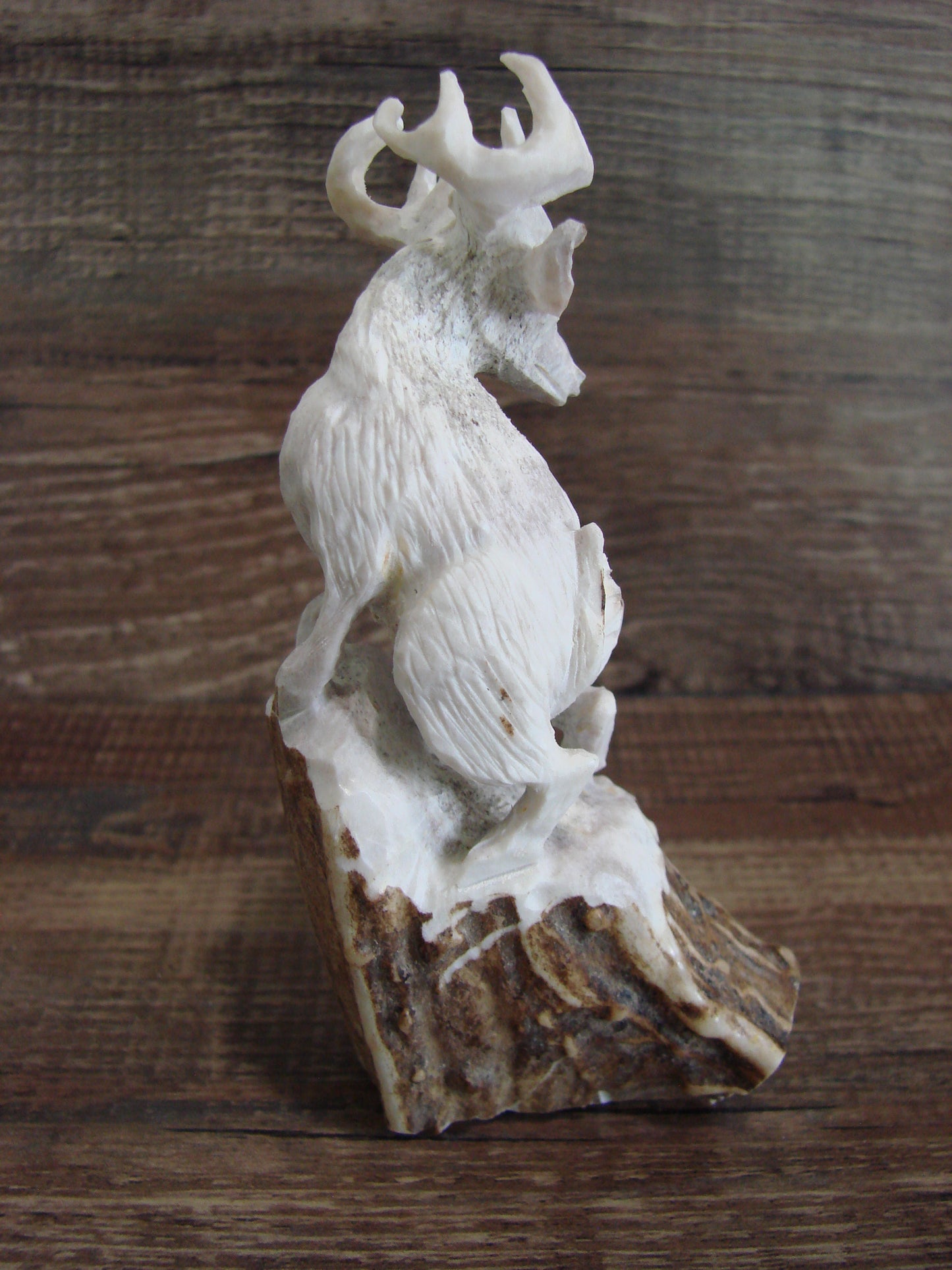 Native American Zuni Indian Hand Carved Deer Antler Fetish- Malie