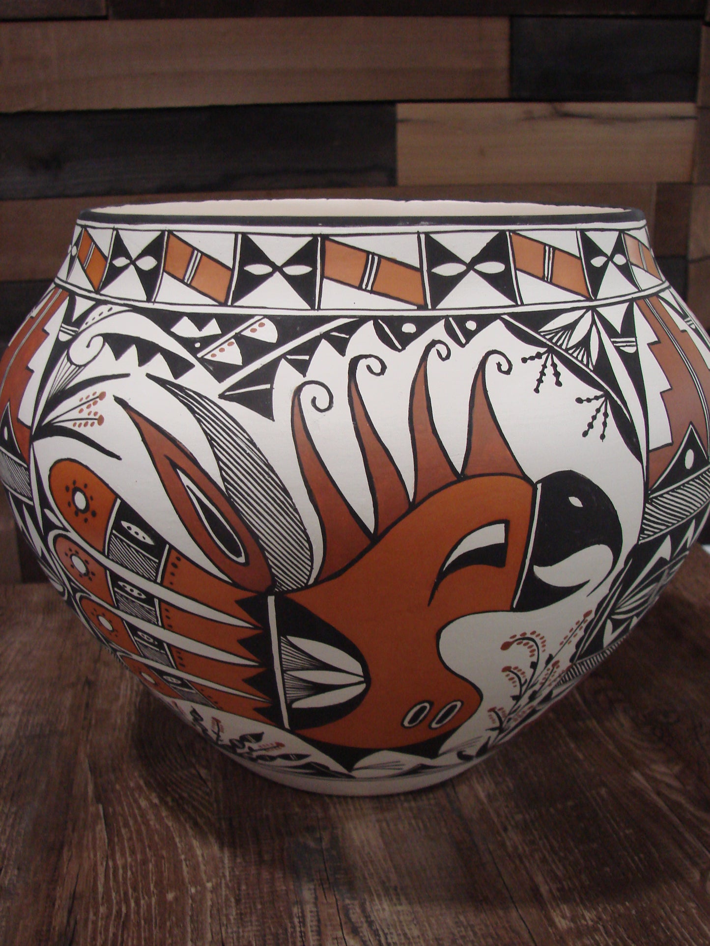 Native American Acoma Fine Line Hand Painted Pottery by R. Trujillo