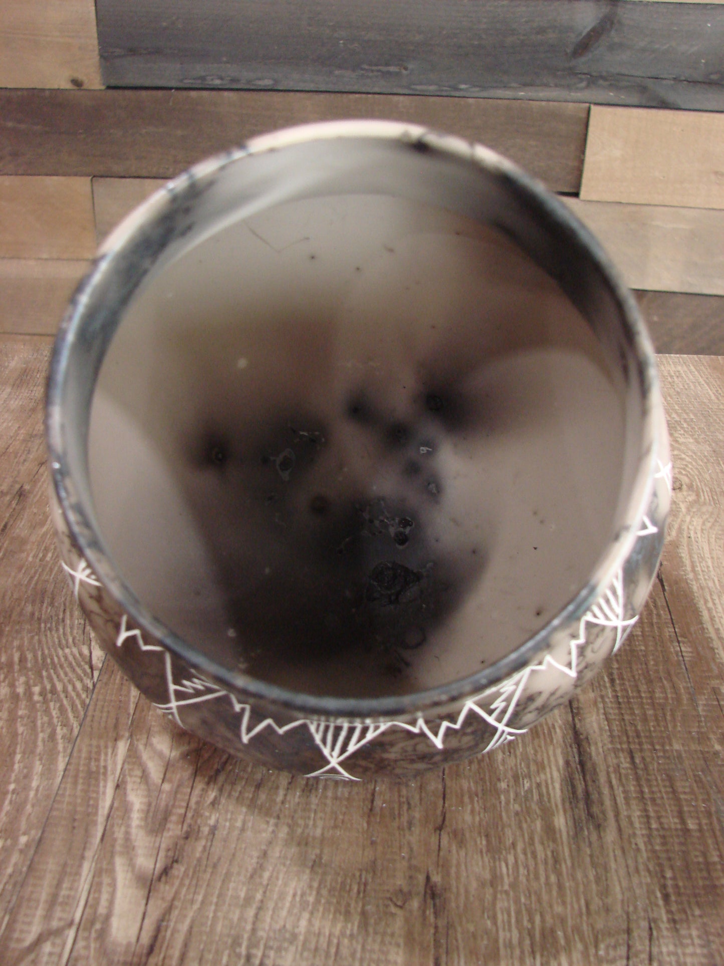 Native American Acoma Hand Etched Horse Hair Pottery by Yellow Corn